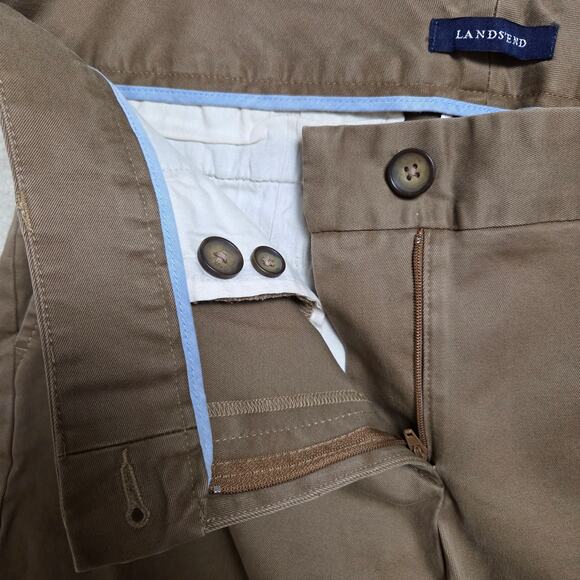 NWOT Women's 10 Lands' End Fit 1 Chino Khaki Straight Leg Pants Flat Front Tan - Picture 6 of 15